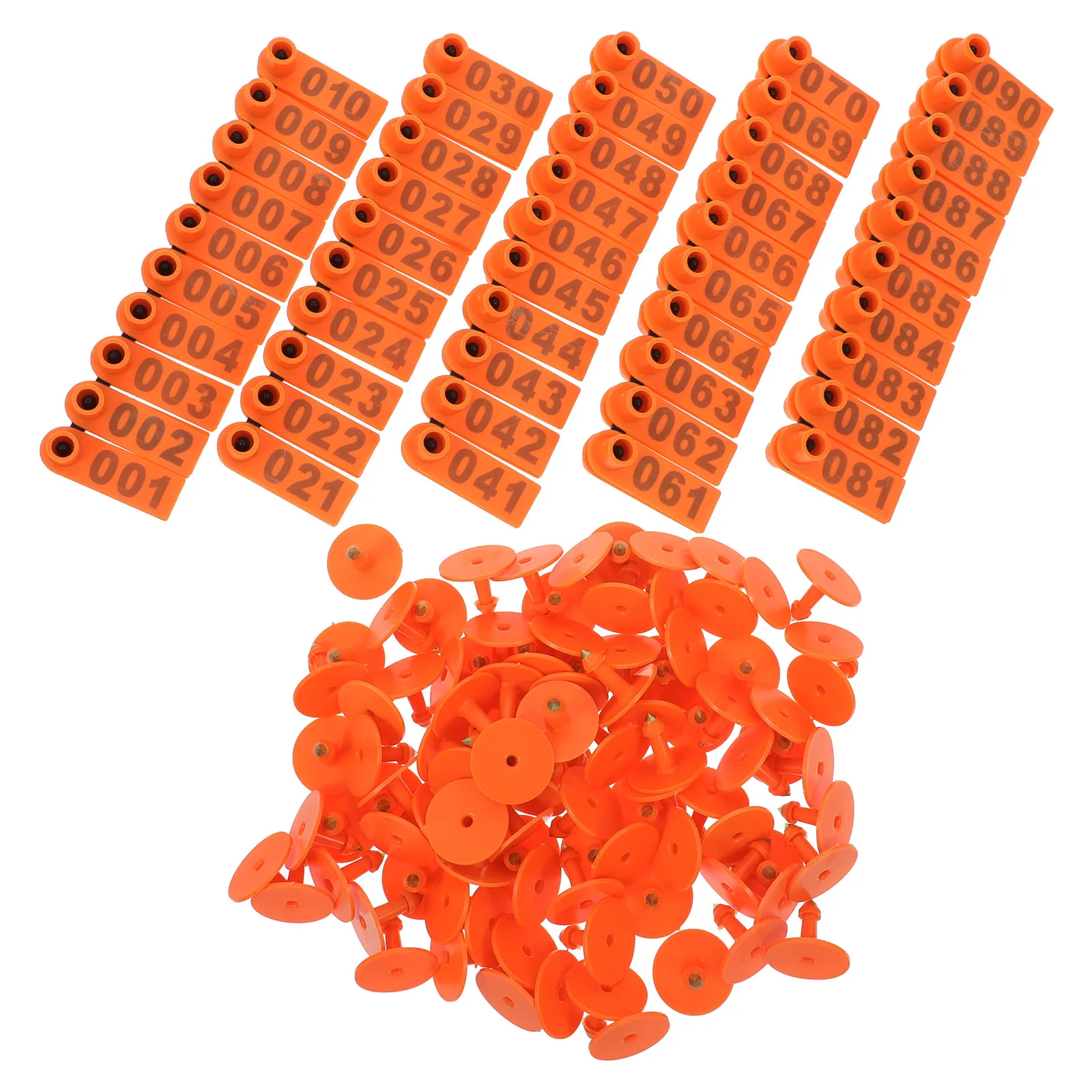 

100 шт. ушных бирок для скота из ТПУ-материала, устойчивые к погодным условиям, с системой нумерации для коз, овец, крупного рогатого скота, свиней, идентификация животных