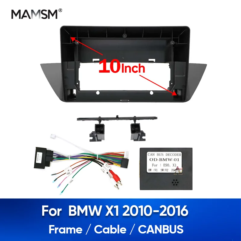 10-calowa ramka do radia samochodowego MAMSM X1 E84 2010-2015 Panel Stereo kable w wiązce kabel zasilający zestaw do montażu dekoder CANBUS