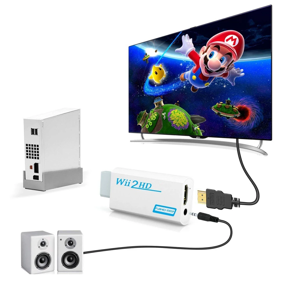 Wii To HDMI-Compatible Converter 1080P Full HD Adapter Connector 3.5mm Video Audio for PC HDTV Monitor Wii2HDMI-Compatible