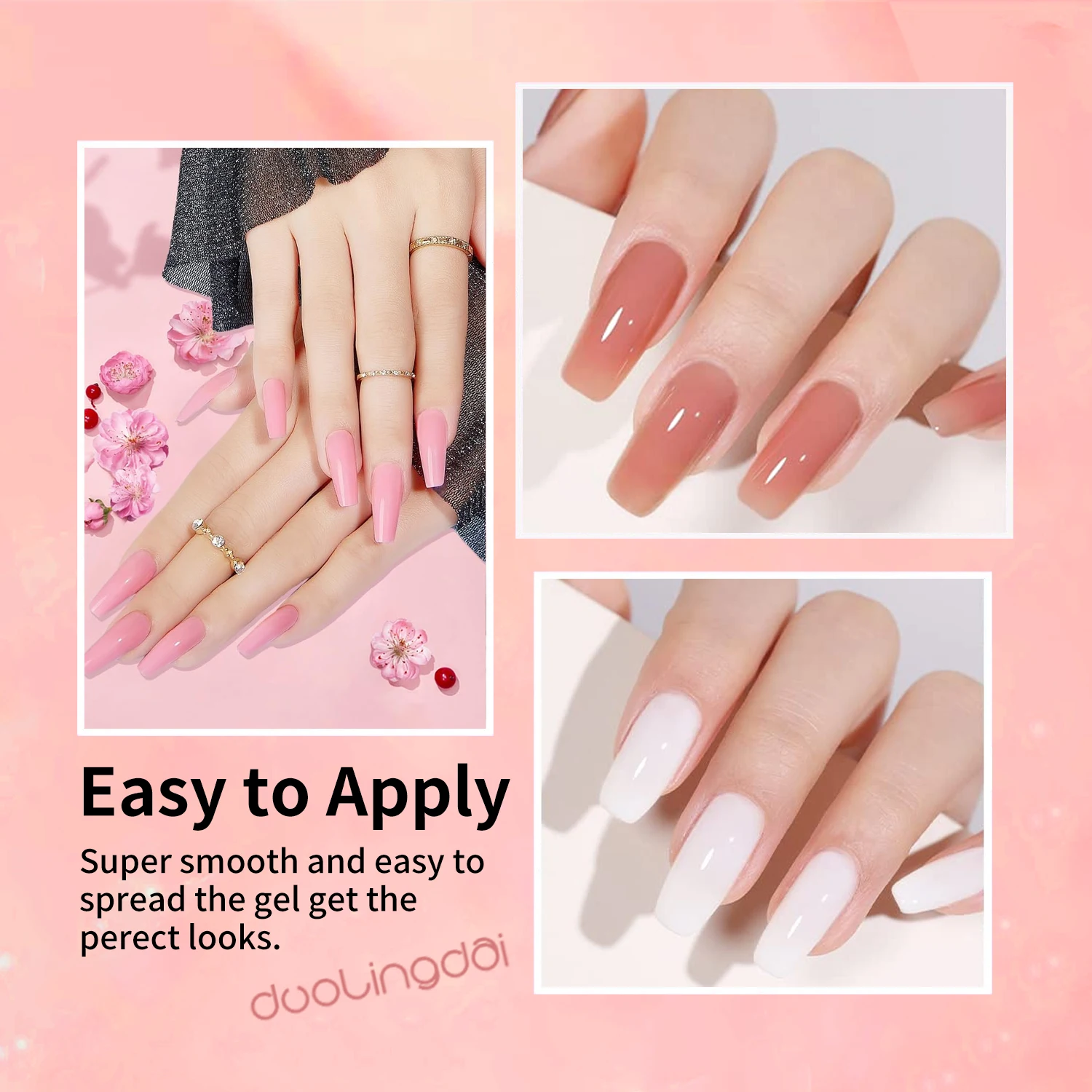 Poly Gel Kit, for Nail Extension Gel Set, 4 Classic Shades of Pink And Nude Builder Gel for Nail Art Enhancement gallery 2