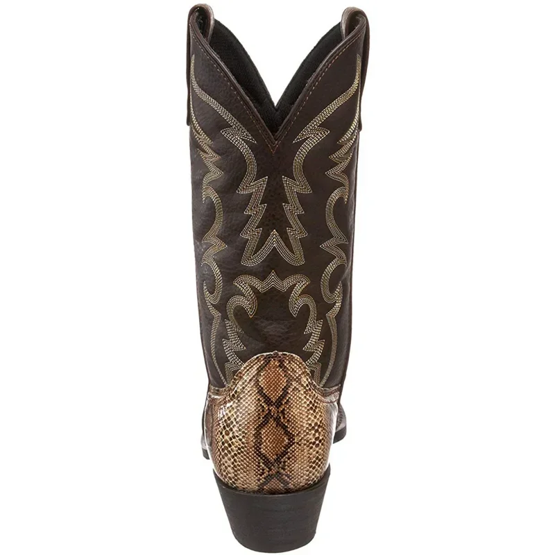 Retro Mężczyźni Kobiety Buty Złota Głowa Skóra Węża Faux Leather Buty Zimowe Haftowane Western Cowboy Buty Unisex Obuwie Duży Rozmiar — zdjęcie 4