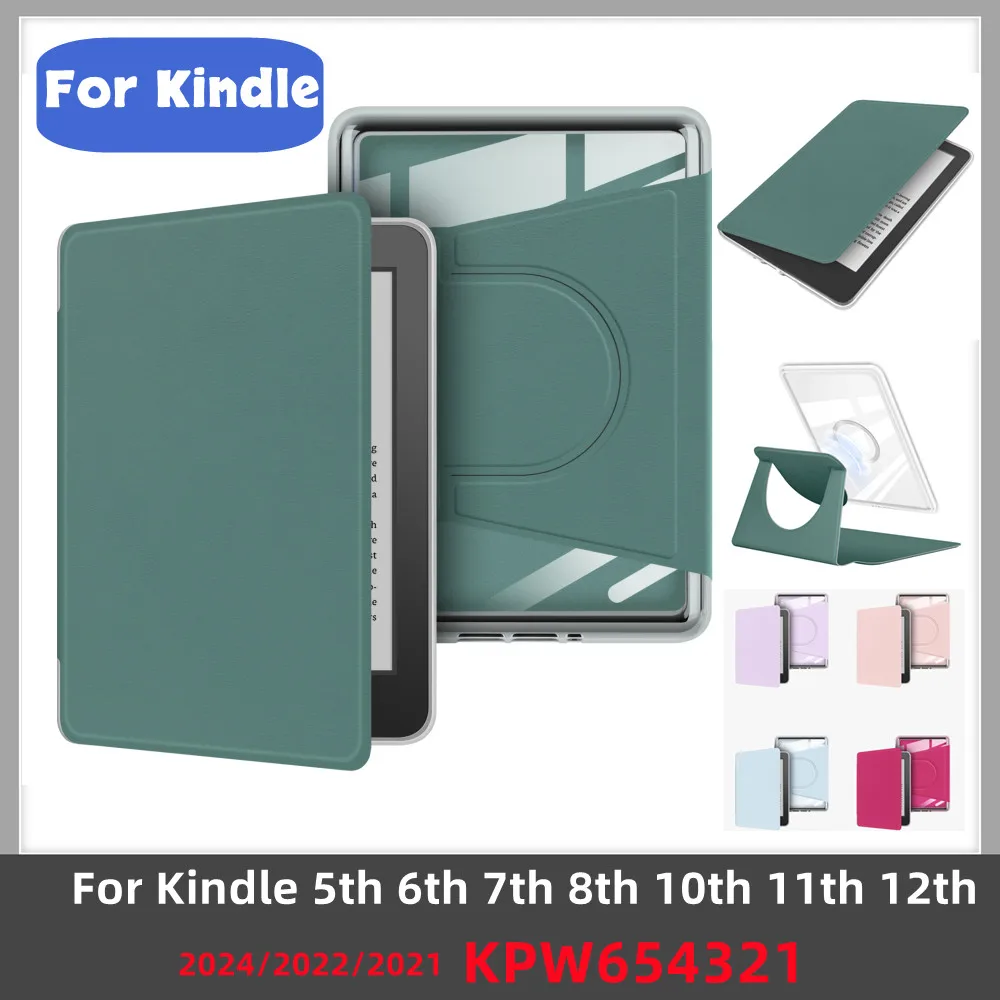 Smart Rotating Case for Kindle Basic Paperwhite 2024 2022 2021 Colorsoft 5/6/7th 8th 10th 11th 12th Generation Ebook Stand Cover