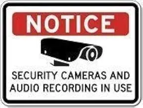 Warning Plaque Wall Decor Decoration Sign Notice Security Cameras and Audio Recording in Use Sign Road Sign Business Sign Alumin