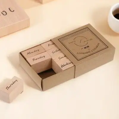 

Wooden Stamp Set 12 Retro Styles Christmas Weekly Planner DIY Crafts Stamps Suitable for Paper Fabric Plastic Glass Wood