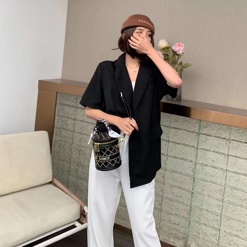 2024 New High-end Cylindrical Leather Bucket Women's Bag, Fashionable Cylindrical Shoulder Bag, Crossbody Bag