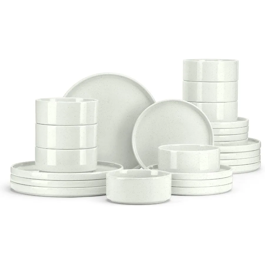 

Dinnerware Sets for 8 24Piece Stoneware Plates and Bowls Set Modern Kitchen Dinning Dishware Chip and Scratch Resistant Microwa