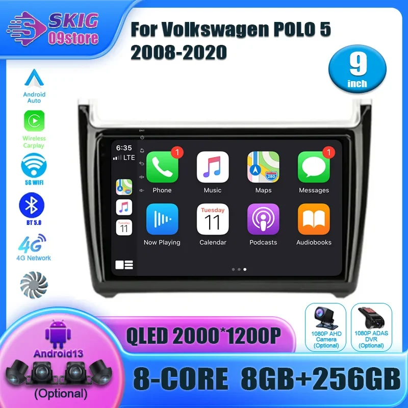 

For VW Volkswagen POLO 5 2008-2020 Car Radio Android 13 Multimedia GPS Navigation Wireless Carplay Stereo Touch Screen 2DIN Wifi