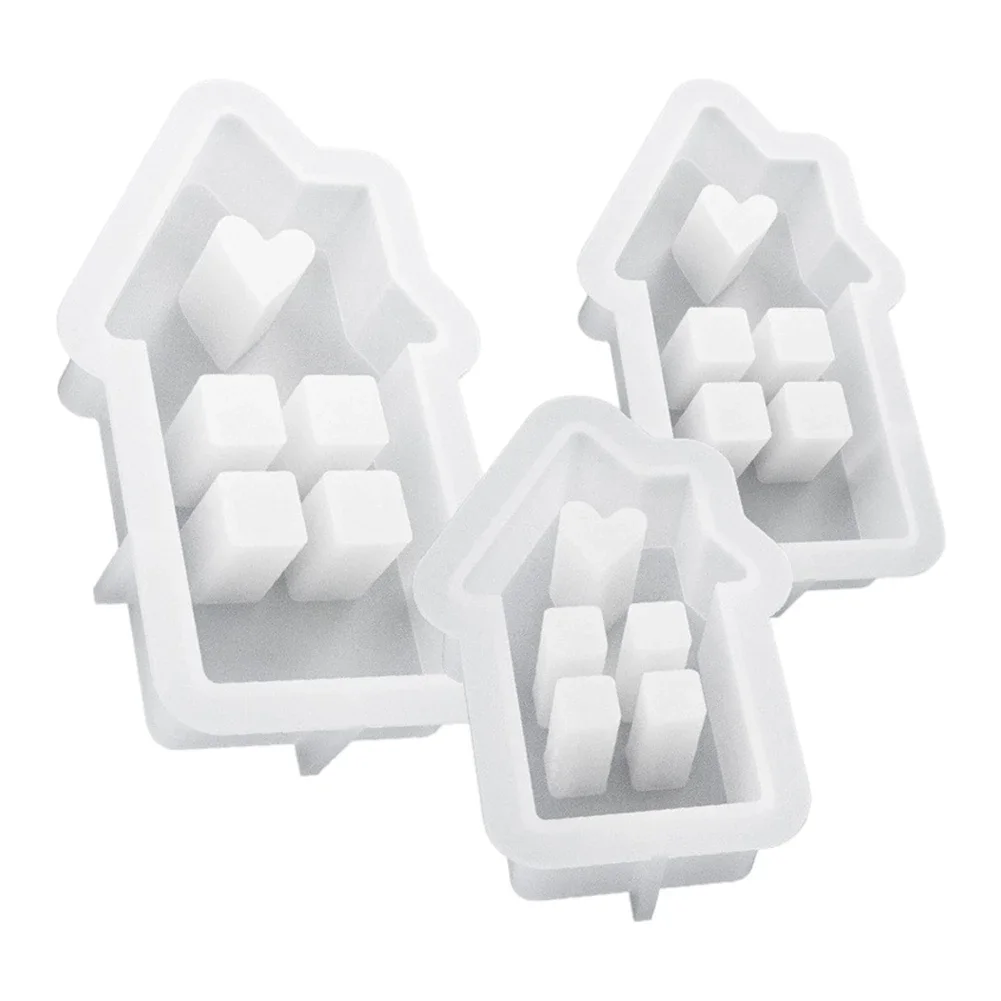 2026 Hollow Splicing House Silicone  DIY House Silicone Mould 3D Silicone Moulds Casting Moulds for Easter Christmas Decoration
