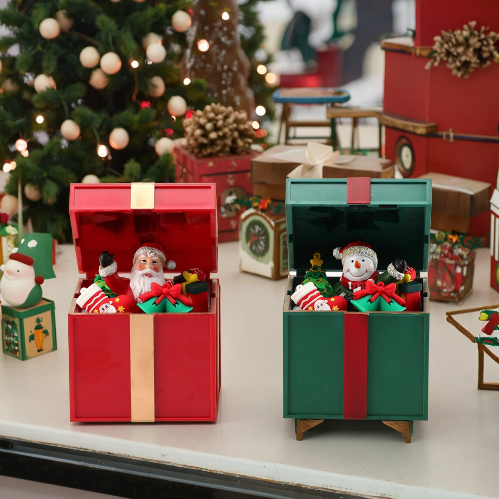 

Luminous Music Box Gift Decorations Christmas Gift Ornaments Window Scene Layout Props Box Bag