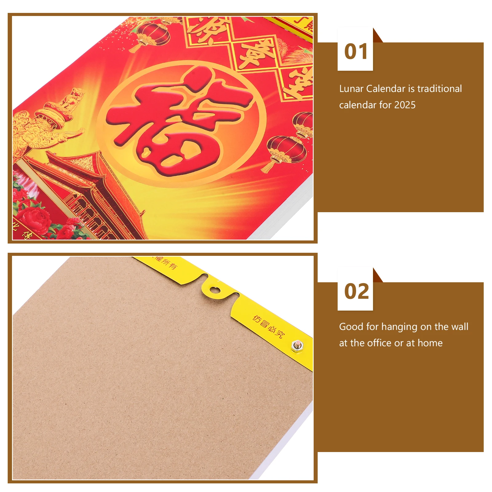 

Chinese Lunar Calendar 2025 Wall Mounted Tear-Off Style Traditional Calendar for Office Home Use Fast Date Reference Cultural