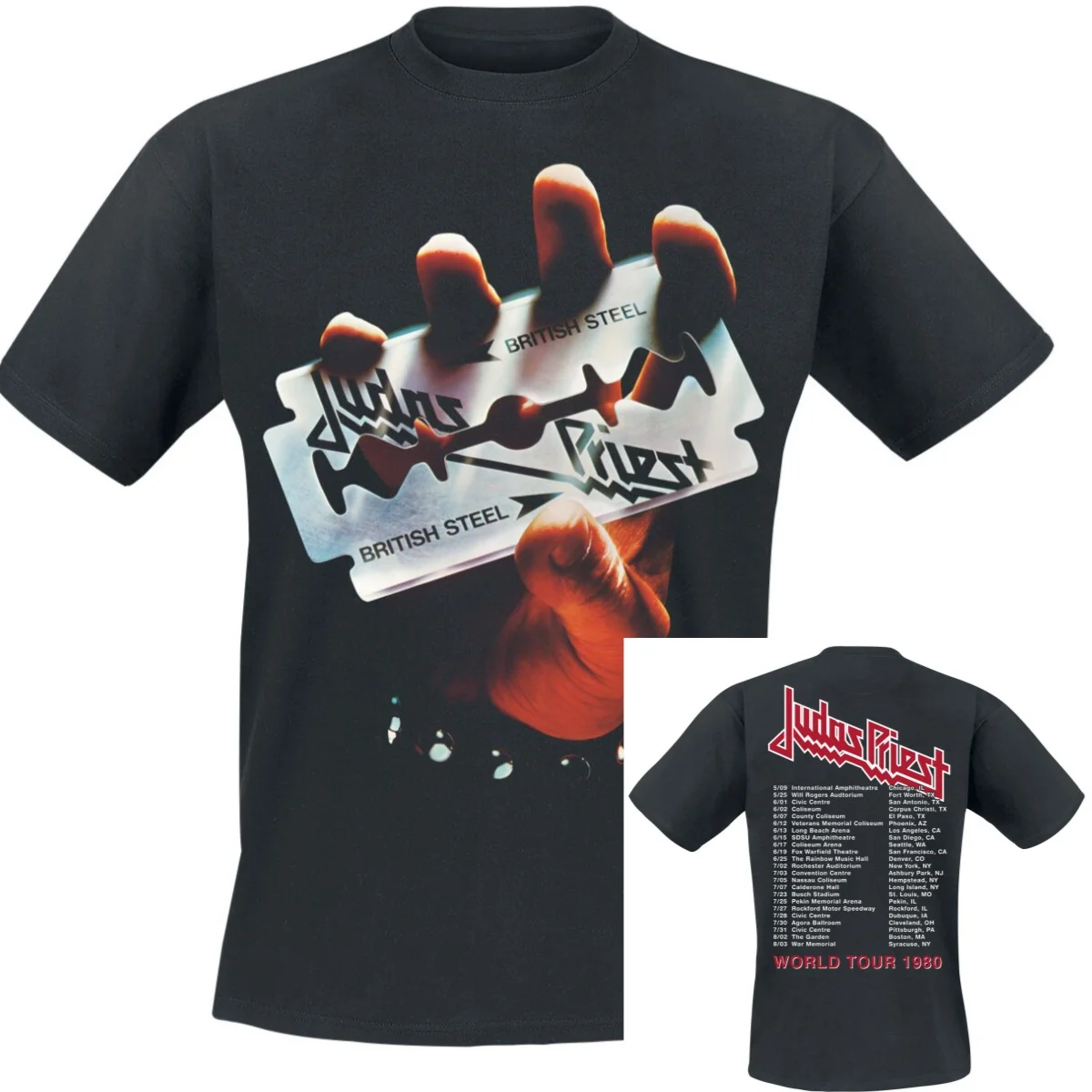 British Steel Hand  Judas Priest T-Shirt Men Women Vintage Metal Rock Band Graphic Tee 100% Cotton Summer Streetwear Top