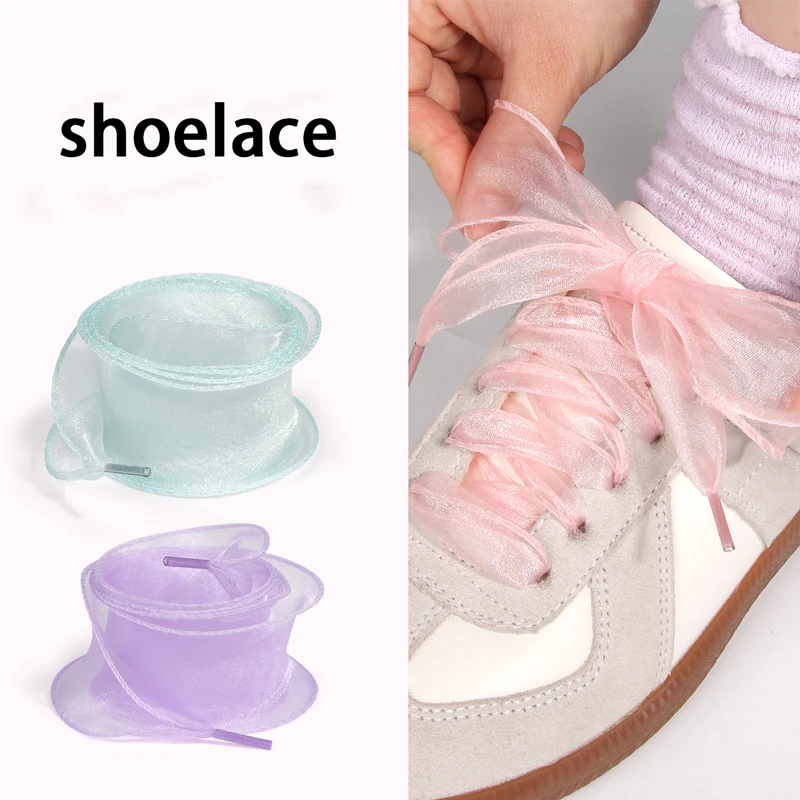 4cm wide quality flat shoelace fashion snow yarn shoelaces women's shoes shoelace 100/120/140cm 1Pair