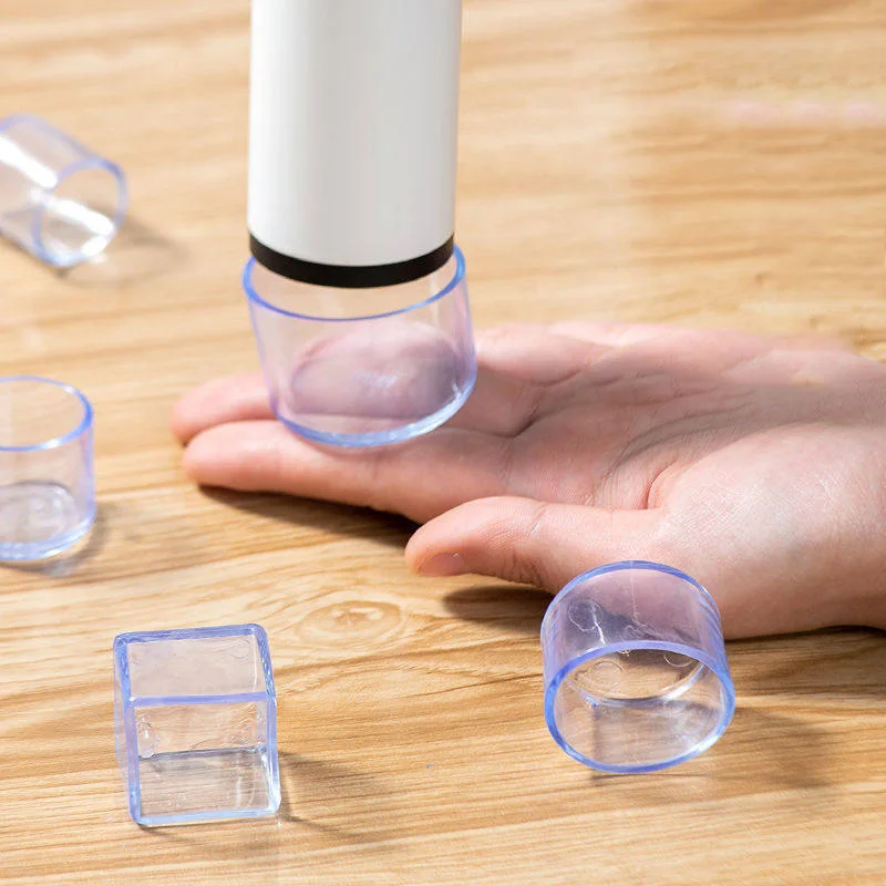 4PCS Transparent Silicone Chair Leg Cover Square/Round Non-slip Furniture Feet Caps Furniture Leveling Feet Hole Plug Dust Cover