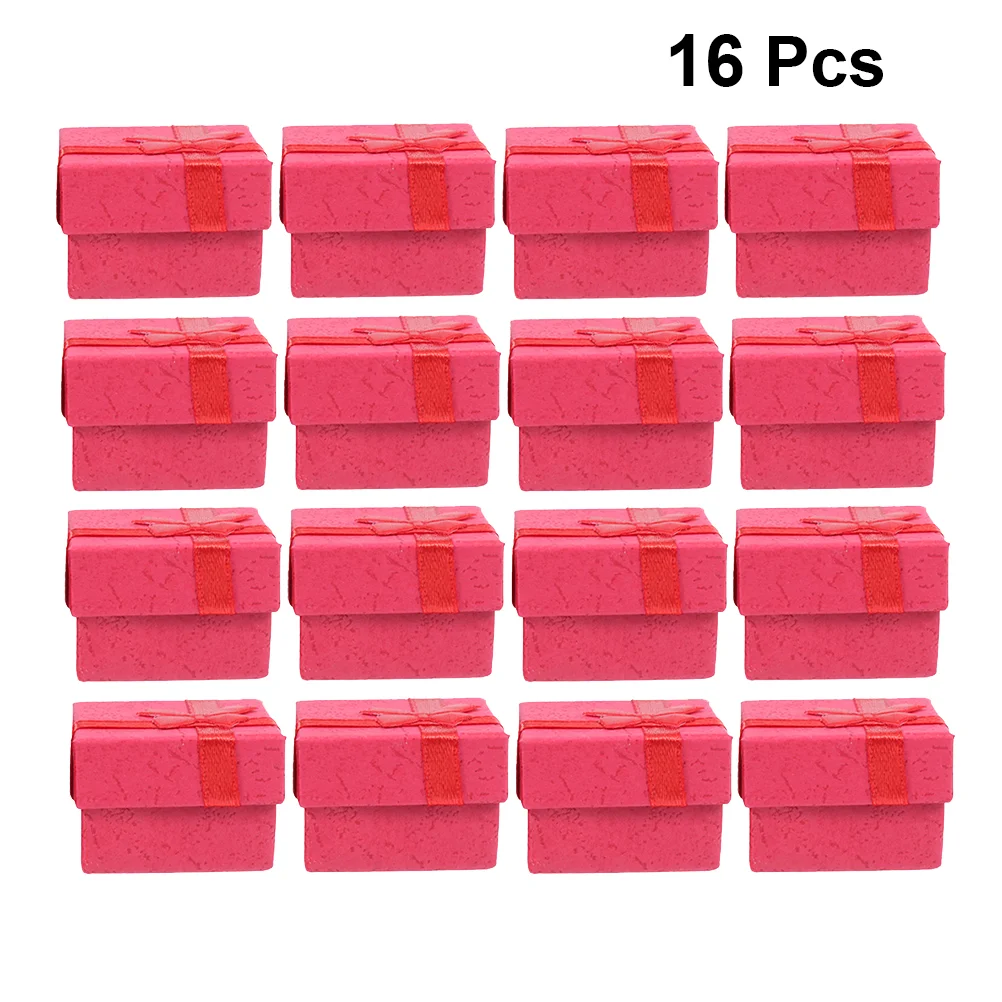 16pcs European Style Ring Box Fashion Jewelry Storage Box Bowknot Storage Case (Red) ring case jewelry box