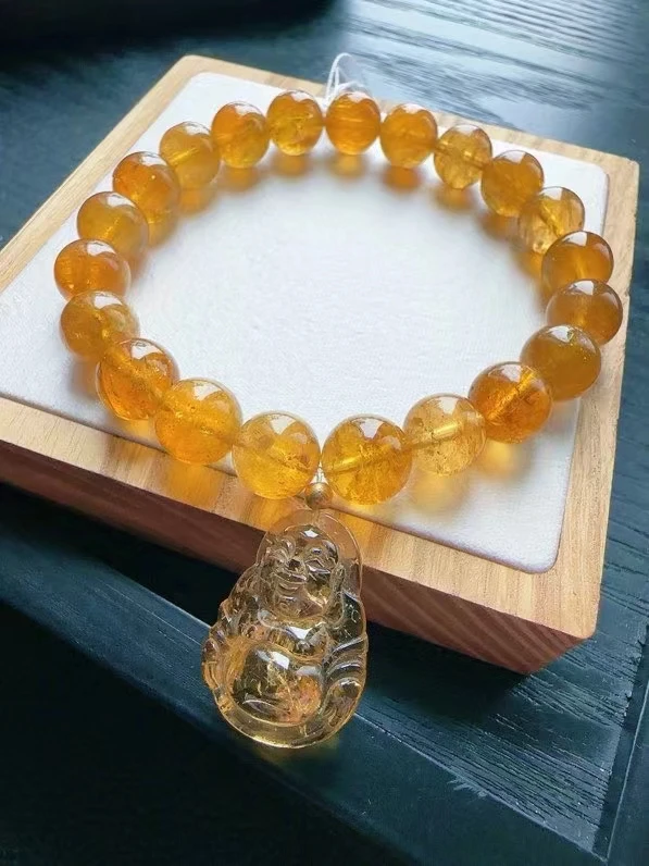 

Natural Yellow Tourmaline Beads Bracelet Pendant 9.2mm Clear Round Beads Candy Tourmaline Women Jewelry AAAAAAA