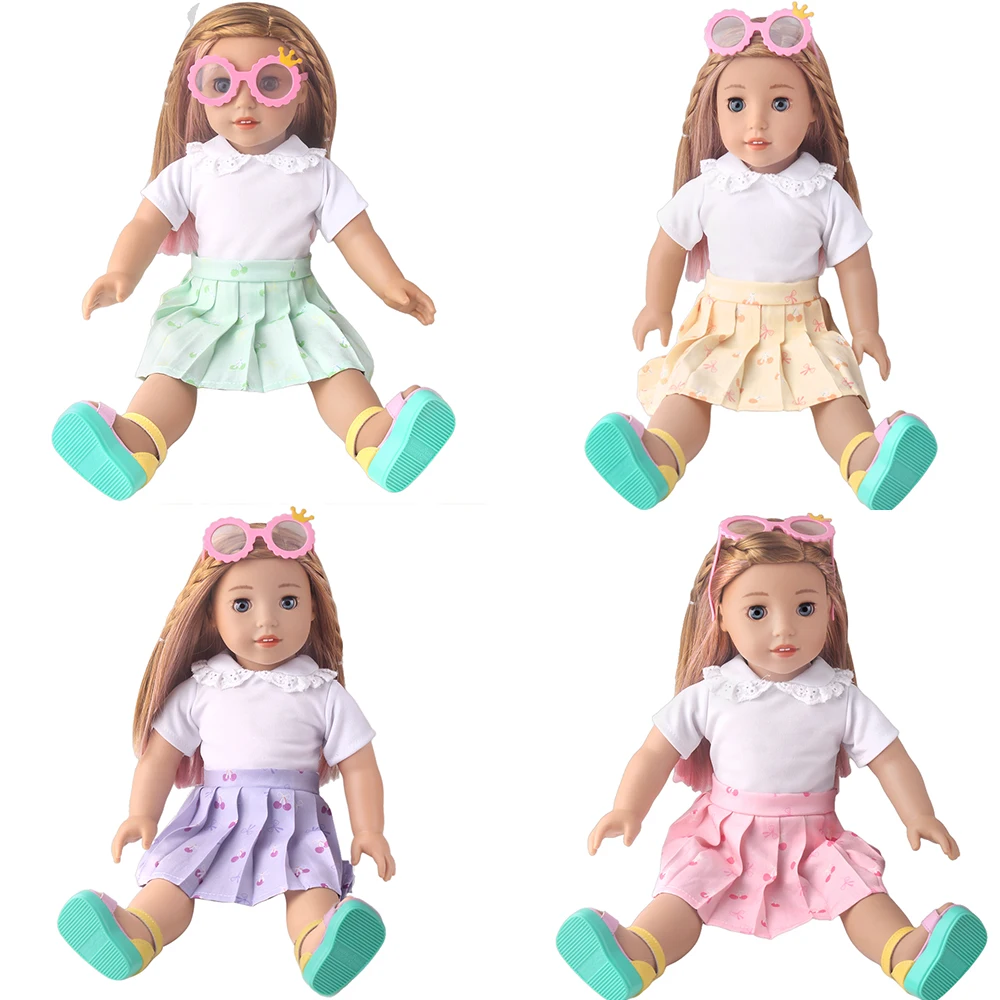 18 Inch Doll Girl JK Suit Small Fresh Style JK Doll Collar Top Pleated Skirt Doll Sisters Travel Clothing Matching Doll Clothing