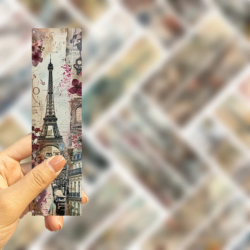30PCS Paris Tower Bookmark Vintage Motivational Bookmarks European Scenic Scene Retro Old Travel Postcard Bookmarks for Students
