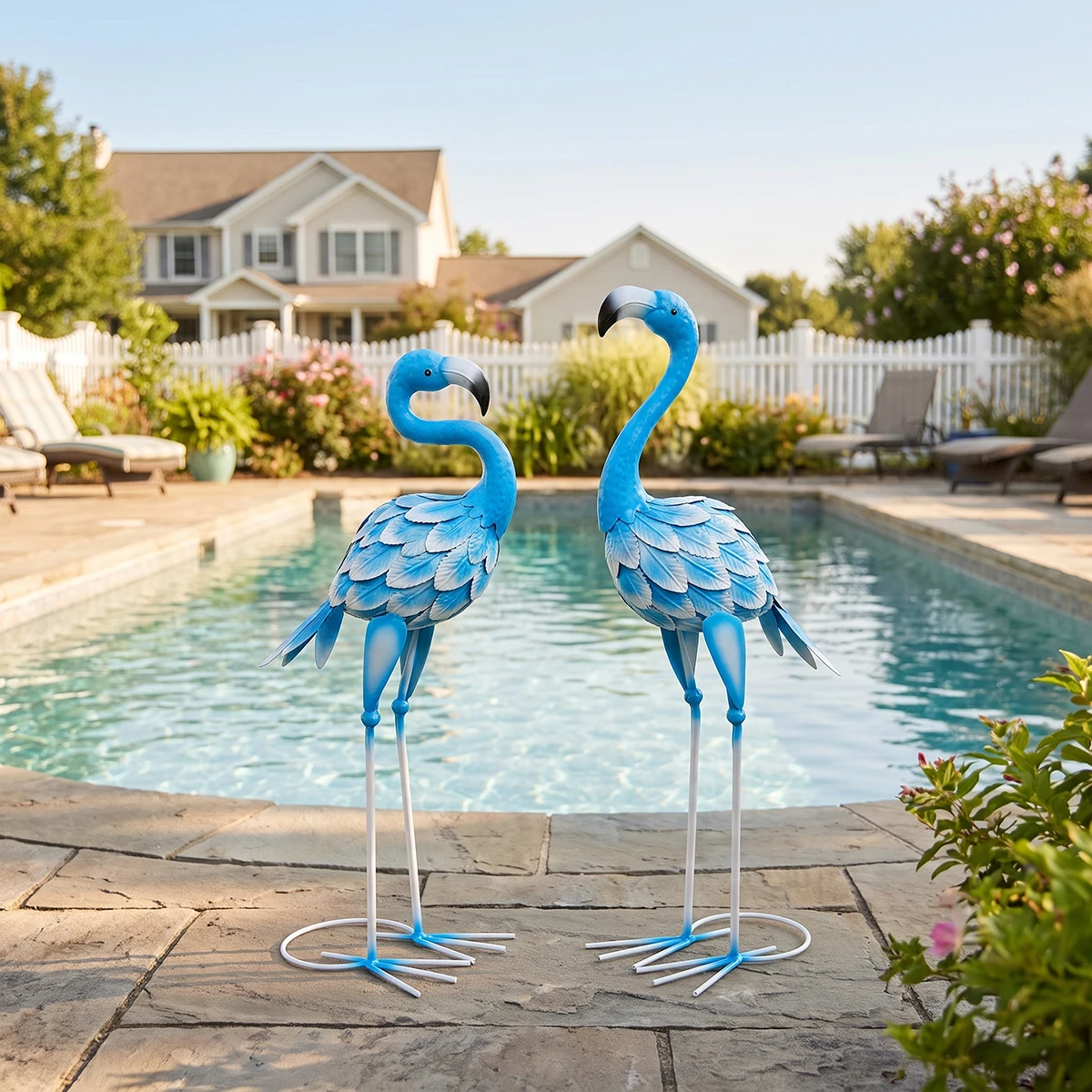 Imagen 5: GEEYANG Estatua de Flamingo de Metal Grande para Jardín, Escultura para Decoración de Interiores, Exteriores, Patio, Césped, Regalo Perfecto para el Día de la Madre o Boda