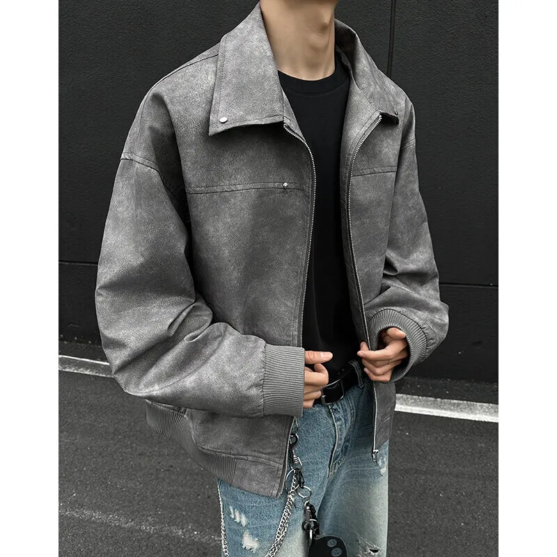 Spring Short Jacket Men Fashion Retro Tie Dye Jacket Men Streetwear Hip-hop Loose Bomber Jacket Mens Motorcycle Jackets Coat