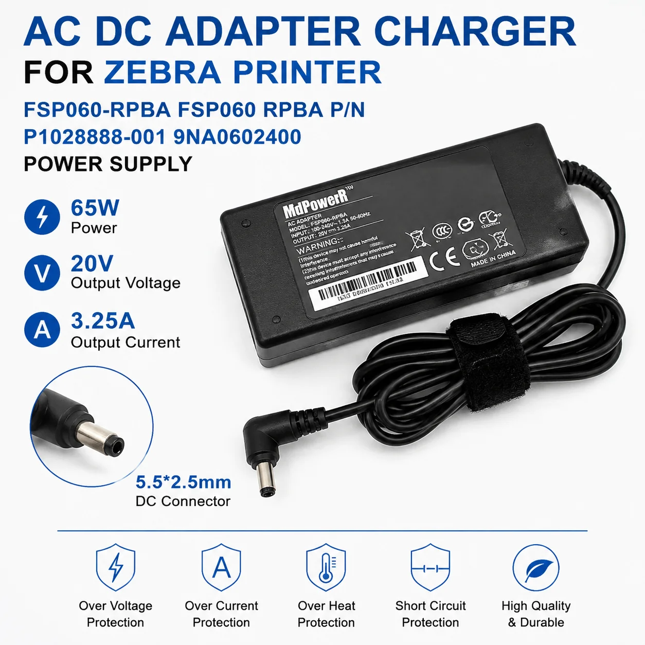AC AC Adapter 65W 20V 3.25A 5.5*2.5mm Charger For Zebra Printer FSP060-RPBA FSP060 RPBA Power Supply - Aliexpress Deal