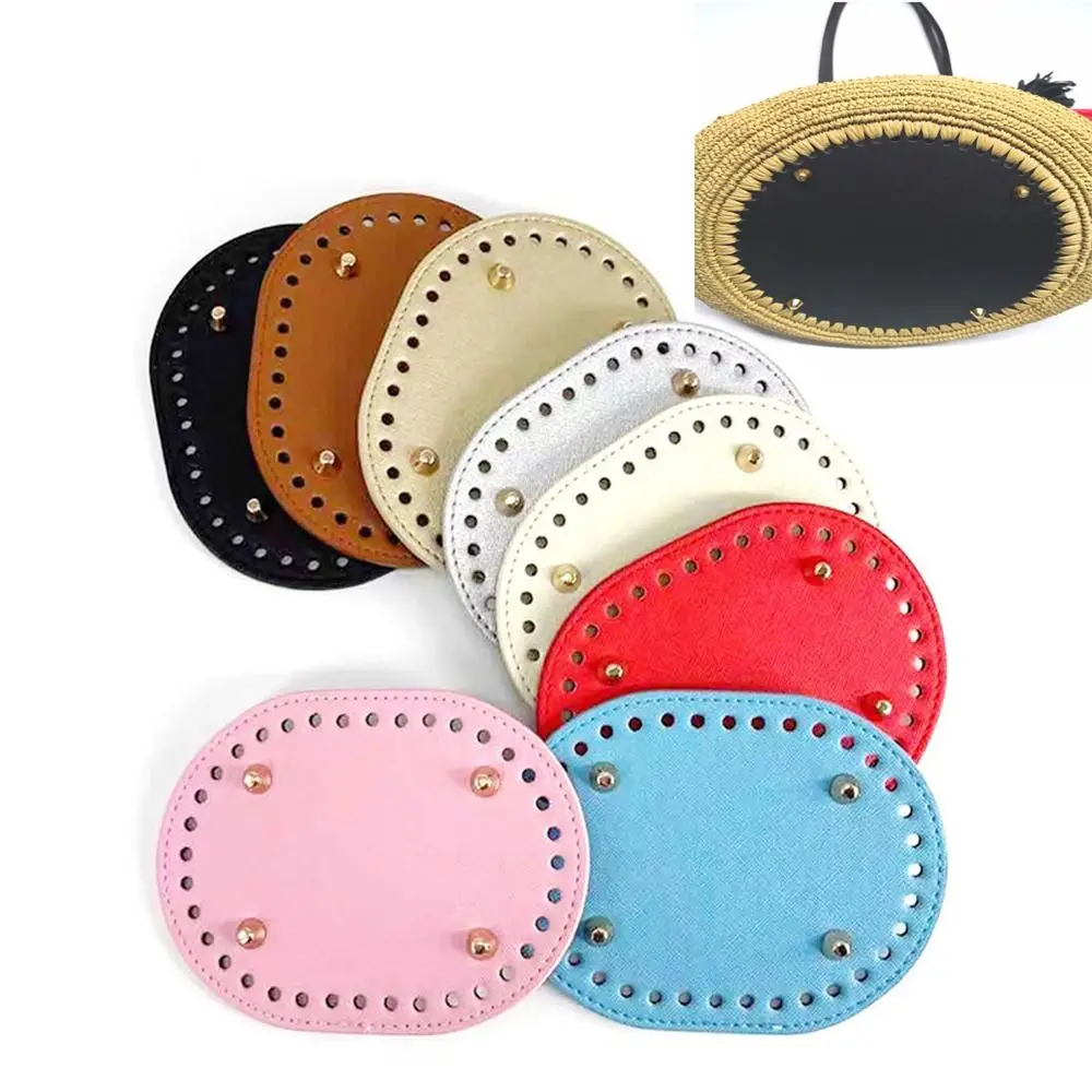 

New PU leather Oval Bag Bottom 14.5cm*11cm With 36 holes Handmade Bottom Material DIY Bag Accessories for Knitted Bag