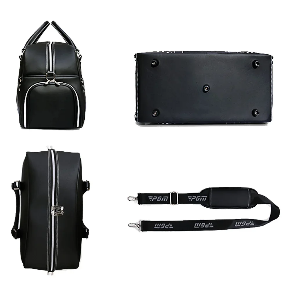 PGM Golf Clothing Bag Black Large Capacity Leather men\'s motion portable bag Built-in shoes bag YWB021