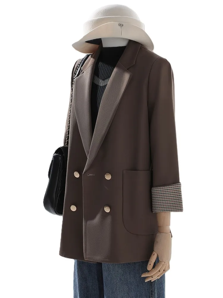 

Female Casual Blazer Ladies Coffee Beige Black Loose Women's Jacket