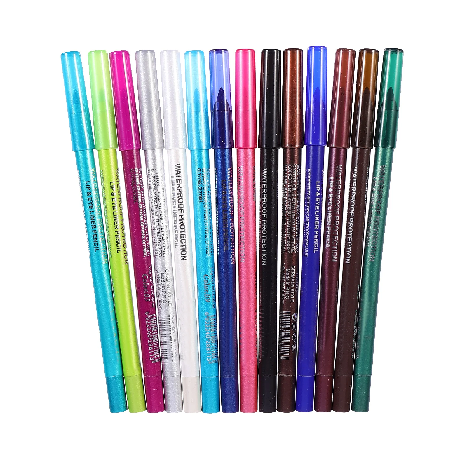 14-delige eyelinerpotloodset Kleurrijke gladde, langdurige oogvoering Tekeningpotlood Make-upaccessoire voor nauwkeurige natuurlijke oogmake-up