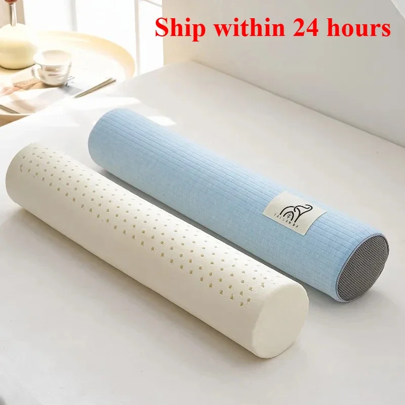

2026 multi-functional solid color striped latex cylindrical pillow candy pillow adult household neck pillow