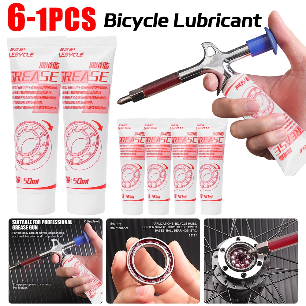 1-6pcs Mountain Bicycle Lubricant Oil Hub Bottom Bearing Grease Bicycle Lubricant Injector Mountain Bike Oil Lubricant Accessory