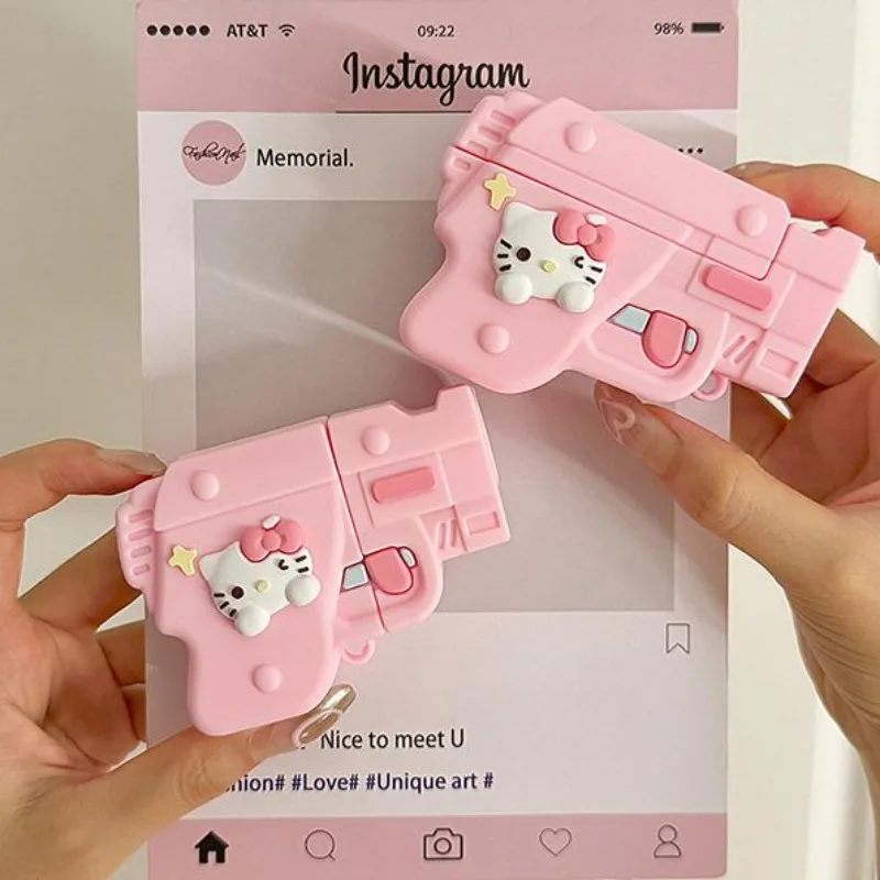 

Hello Kitty Pink Toy Gun Bluetooth Protective Earphone Silicone Cover For Airpod Pro 2 Case/Airpods 1/2/3 Case Girls Women Kids