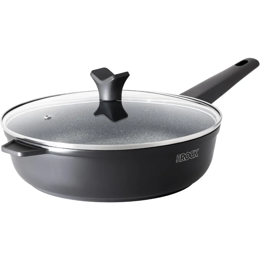 

SOHO 4 Qt Nonstick Deep Frying Pan Skillet with Glass Lid 11 Inch Large Deep Frying Pan Non Stick Saute Pan Staycool Handle Ind