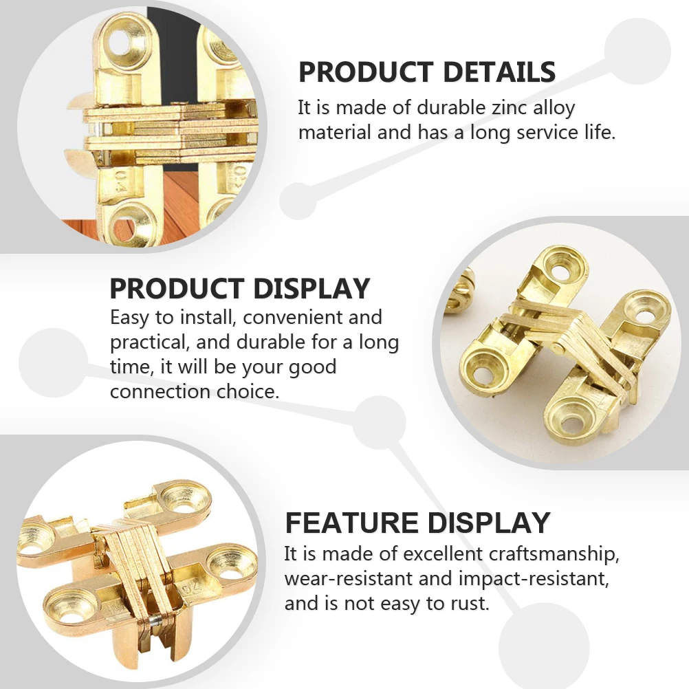 

4 Pcs Golden Hinges Cabinet Concealed Hidden Furniture Table Zinc Alloy Door Invisible for Doors Work