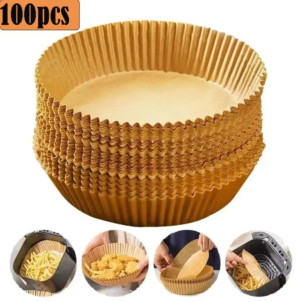 

100 шт., круглая форма, бумага для фритюрницы, пищевая экологически чистая одноразовая бумага, безопасная для пищевых продуктов, фритюрница, бумага для выпечки, барбекю