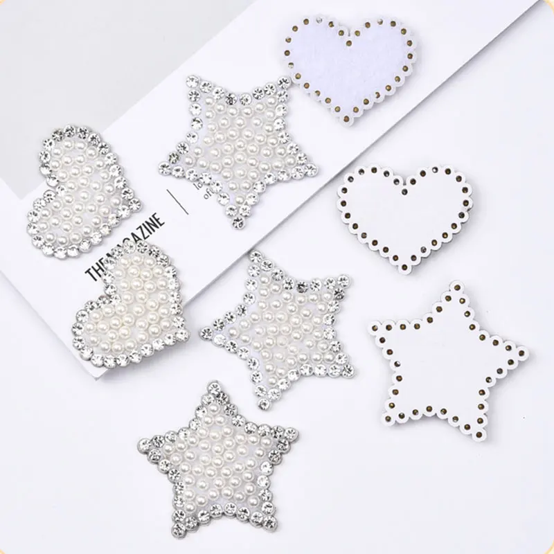 10 Stück Hot Diamond Pearl Wasserherz-Stern-Applikationen für Kleidung, Hüte, Taschen, Schuhe, Haarspangen und Accessoires – Detail 7
