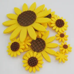 PANNSW 30Pcs DIY Scrapbooking Accessory 2CM/3CM/4CM/6CM/8CM 3MM Thick Sunflower Felt Appliques For Craft Decoration
