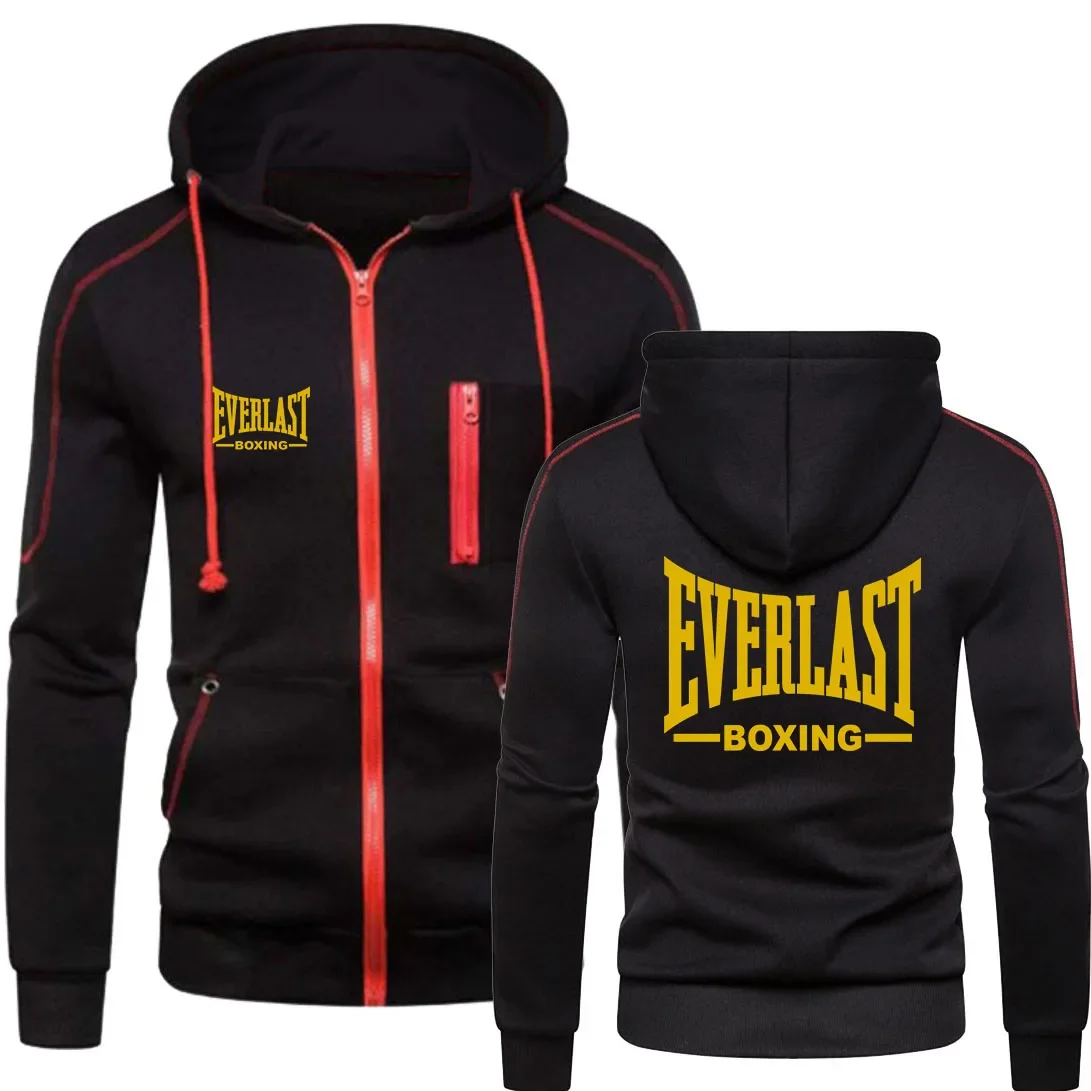 New EVERLAST Men\'s Sportswear Fashion zipper hoodie Solid Blazer Men\'s Sportswear Casual warm sportswear set Winter