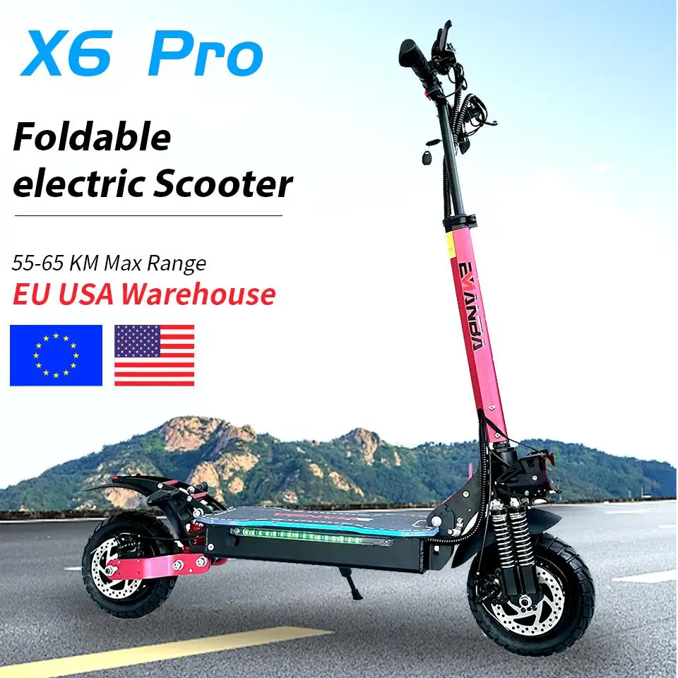 

Электросамокат X6Pro 2400 Вт с двумя моторами для бездорожья, 48В 21Ач, электроскутер с большим запасом хода, в наличии на складах ЕС и Великобритании
