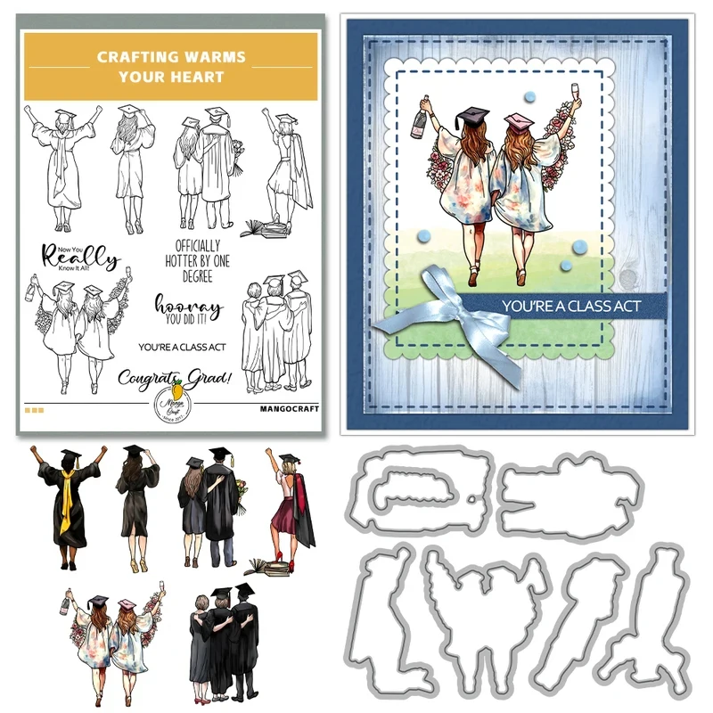Graduation Season Young In Suit Cutting Dies Clear Stamp DIY Scrapbooking Metal Dies Silicone Stamps For Cards Albums