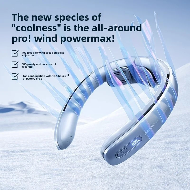 JISU NeckFan Pro1 Bladeless Turbine Neck Fan, Portable Cooling Cooler for Outdoor Sports Travel Office Driving Daily Use