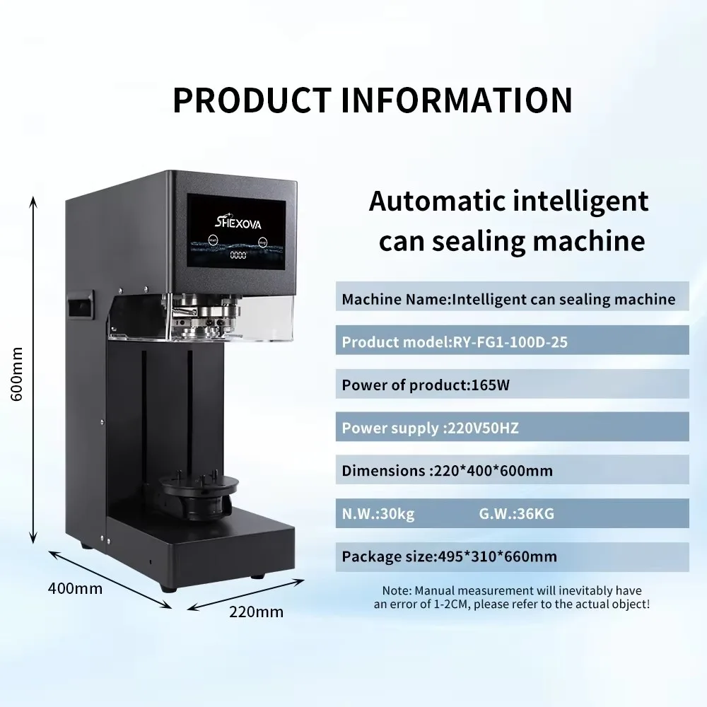 Automatic Stainless Steel Can Seamer Machine Non Rotating Tin Can Sealing Tool for Cold Brew Coffee Soda Beer Kitchen