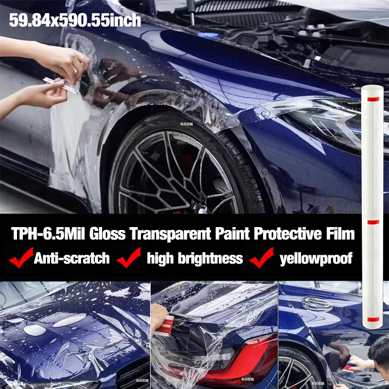 

TPH 6,5 мил глянцевая прозрачная 1,52x15 м 5-летняя гарантия, терморемонт, защита от царапин, не желтеющая автомобильная пленка, защитная пленка для краски