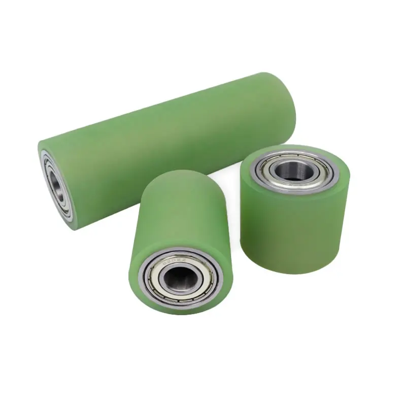 PU polyurethane double bearing roller Glued unpowered roller Silicone Conveyor belt guide wheel Outer diameter 50 60mm