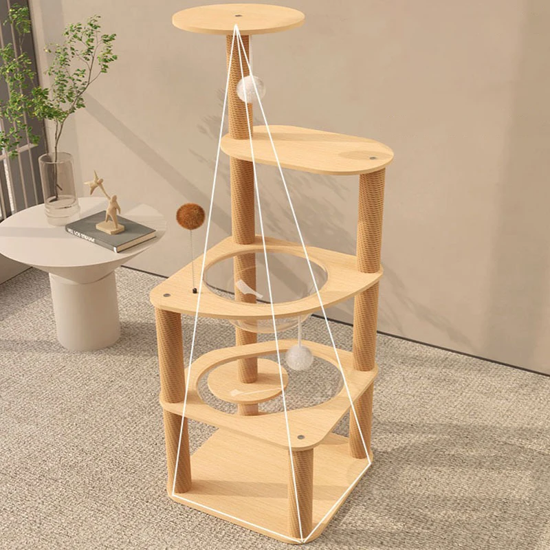 

Wooden Cat Tree Tower Aesthetic Scratcher Cat Tree Climbing Large Tall Cats Trees Scratching Post Toys Pets Supplies Scratchers