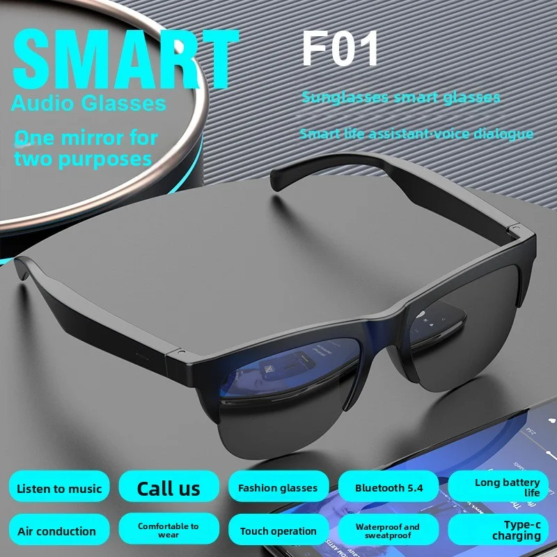 Wireless stereo smart Bluetooth glasses for Bluetooth calls and music playback, with sunglasses function