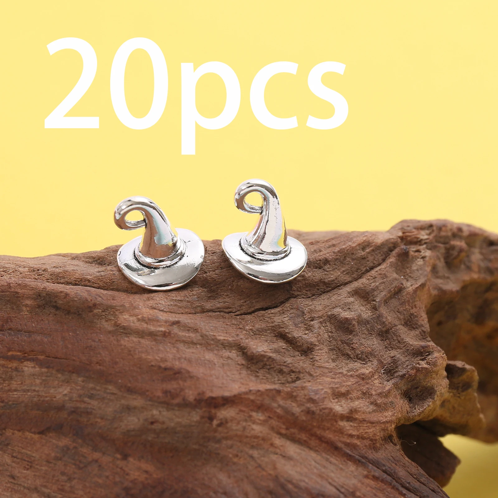 20 Pieces of Vintage-Style Spiral Top Wizard Hat Pendants with Single Hole, Come with Hanging Loop, Suitable for DIY Bracelets, Earrings, Necklaces, and Niche Handmade Beading Accessories for Halloween