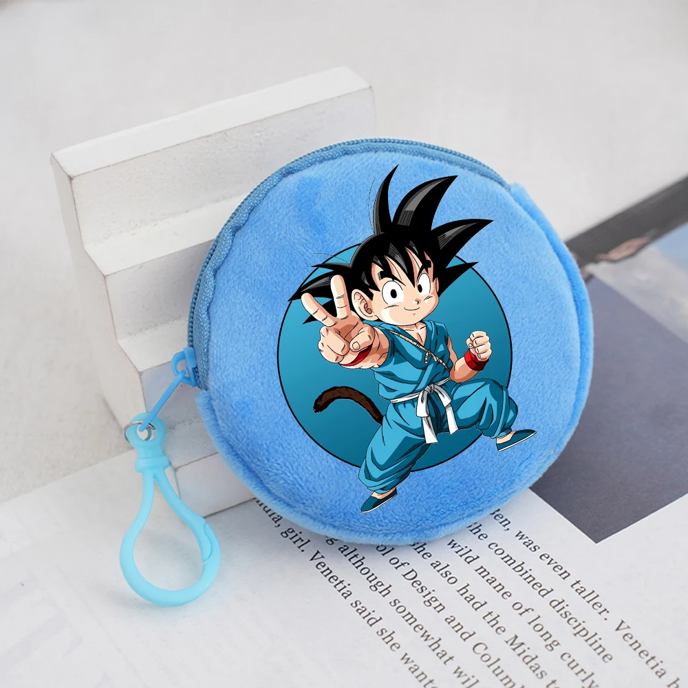 Dragons Ball Round Plush Coin Purse Son Goku Cartoon Cute Keychain Wallet Anime Children Handbag Gifts Bag Boys Pocket Kid Gifts