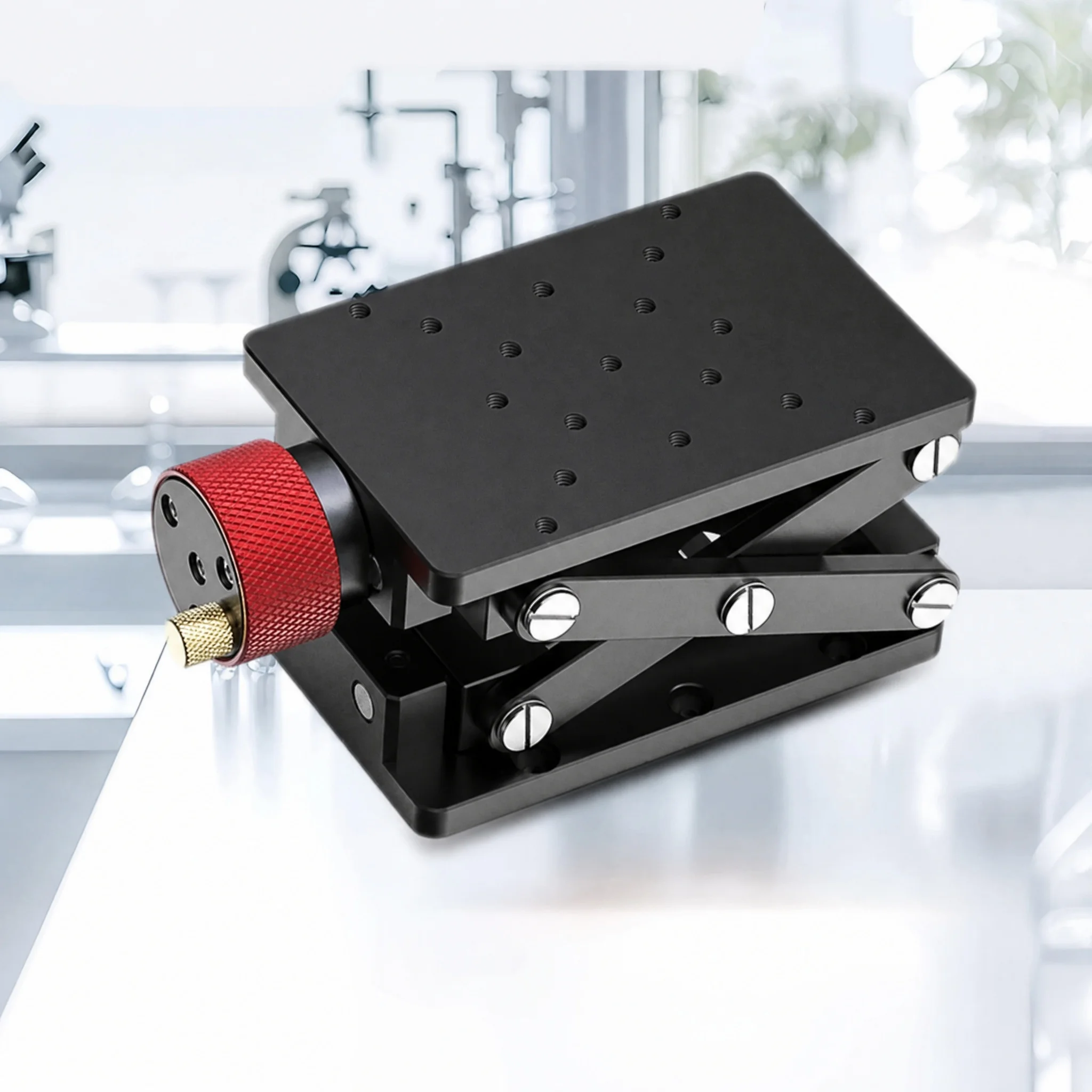 Manual Lab Lifting Platform MK-050 Precision Z Axis Scissor Lift Stage Aluminum Alloy 55mm Stroke M5 Worktable