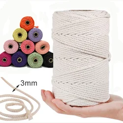 Macrame Cord 3/4mm 300m 100% Natural Cotton Macrame Rope Cotton Cord for DIY Crafts Knitting Plant Hangers Wedding Decor White