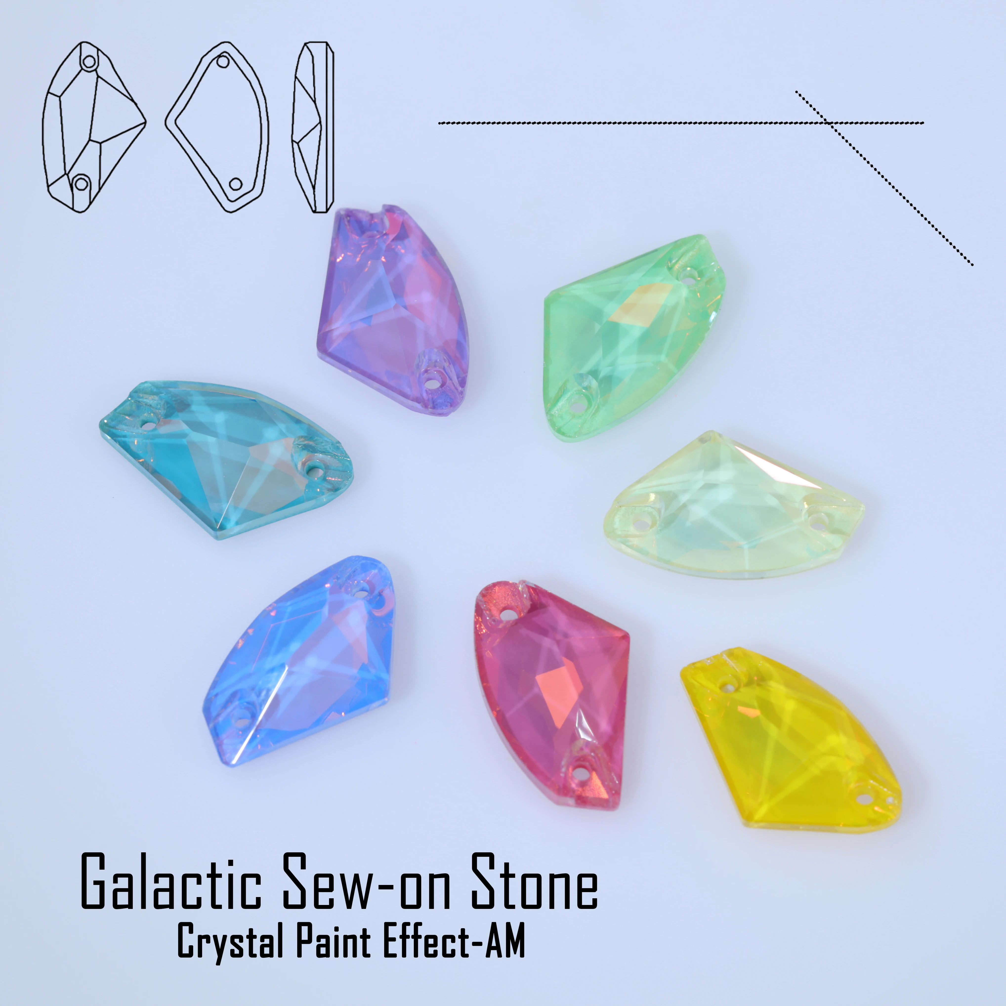 Rhinestone Galactic Sew-on Stone Crystal Paint Effect AM Top Quality Glass Crystal Sewing Stones for Clothing Flatback  Rose